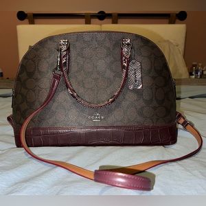 Burgundy and brown snake print Coach purse